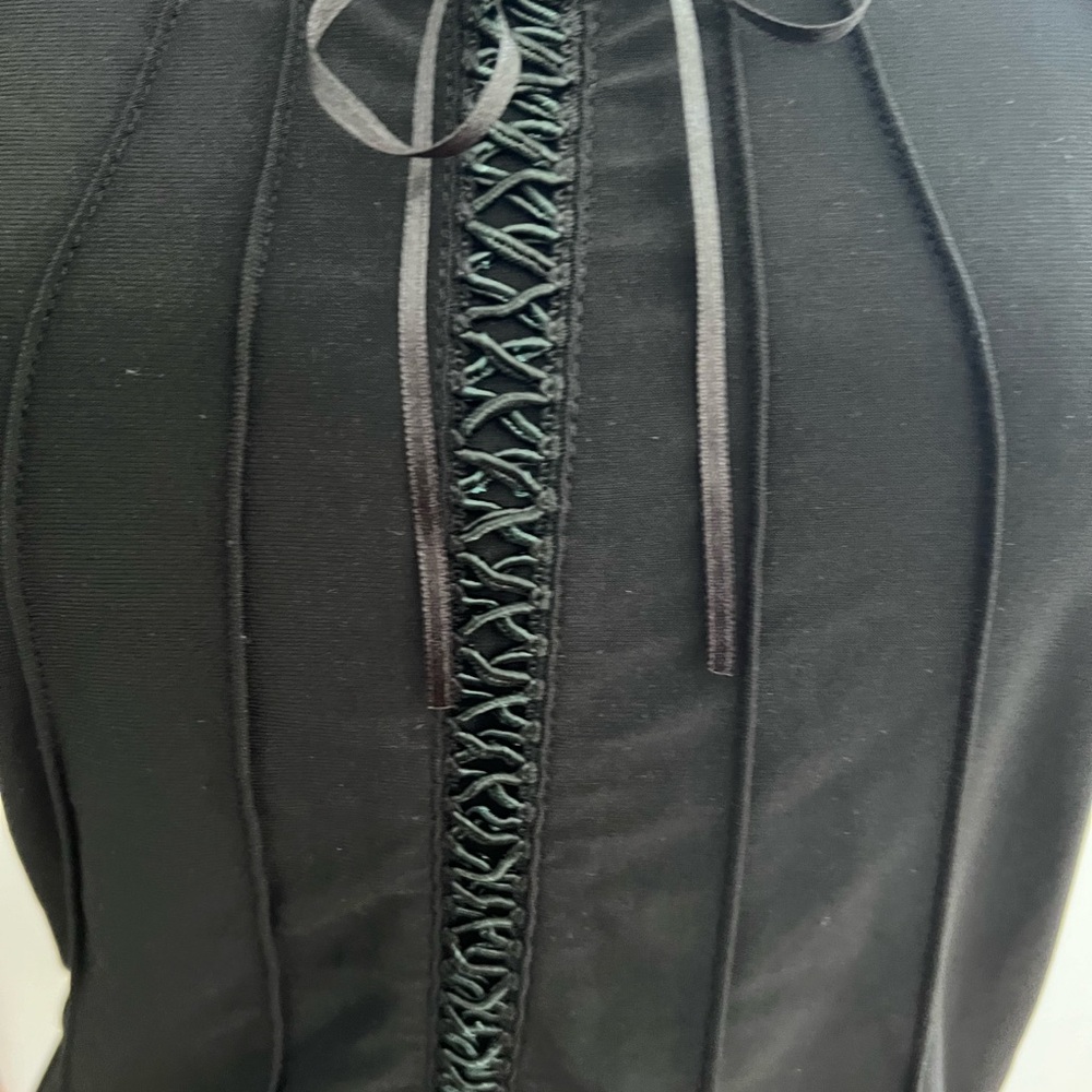 Susan Lawrence vintage black spandex top baby doll top - Picture 9 of 10
